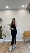 SİYAH 90247 FİTİLLİ YIRTMAÇ TRİKO ELBİSE 