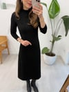SİYAH 91339 UZUN KOLLU MİDİ ELBİSE 