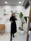 SİYAH 91339 UZUN KOLLU MİDİ ELBİSE 