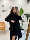 SİYAH 9432 YAKA PELUŞ DETAY KABAN 