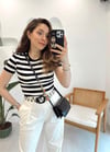 SİYAH-BEYAZ ÇİZGİLİ CROP TOP