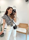 SİYAH-BEYAZ ÇİZGİLİ CROP TOP