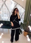 SİYAH BİYE DETAY PANTOLON TAKIM 