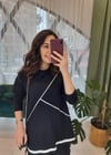 SİYAH BİYE DETAY PANTOLON TAKIM 