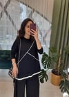 SİYAH BİYE DETAY PANTOLON TAKIM 