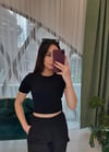 SİYAH CROP TSHİRT 