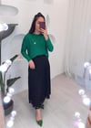 SİYAH DANTEL PLİSE ETEK 