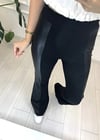 SİYAH DERİ DETAY İSPANYOL PAÇA PANTOLON 