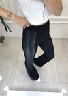 SİYAH DERİ DETAY İSPANYOL PAÇA PANTOLON 