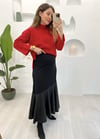 SİYAH DERİ DETAY VEREV ETEK