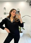 SİYAH-EKRU 3868 DÜĞME DETAY KAZAK 