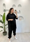 SİYAH FİLE DETAY PANTOLON TAKIM