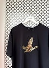 SİYAH-GOLD KUŞLU TSHİRT