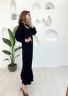 SİYAH İPEK PAMUK TAŞ İŞLEME ELBİSE 