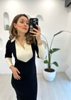 SİYAH-KREM 90165 POLO YAKA ELBİSE 