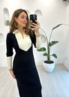 SİYAH-KREM 90165 POLO YAKA ELBİSE 