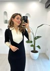 SİYAH-KREM 90165 POLO YAKA ELBİSE 