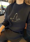 SİYAH KUŞ DESEN SWEAT 