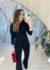 SİYAH KUŞ GÖZÜ DETAY BLUZ
