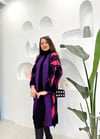 SİYAH-MOR-FUŞYA GEOMETRİK DESEN UZUN HIRKA 
