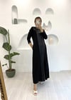 SİYAH ÖNÜ DERİ NERVÜL DETAY ELBİSE