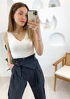 SİYAH ÖNÜ PİLELİ B.KEMERLİ HAVUÇ PANT