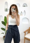 SİYAH ÖNÜ PİLELİ B.KEMERLİ HAVUÇ PANT