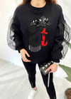 SİYAH ORGANZE KOLLU SWEAT