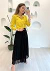 SİYAH PİLİSELİ ŞİFON ETEK