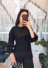 SİYAH SATEN DETAY PANTOLON TAKIM