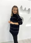 SİYAH SELANİK ÇİZGİLİ KAZAK