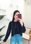 SİYAH TAŞ DETAY TRİKO KAZAK