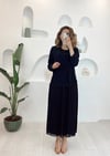 SİYAH YAKA TAŞ DETAY ALTI ŞİFON TAKIM