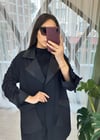 SİYAH YAKASI SATEN CEP DETAY BAMBU KAP