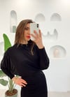 SİYAH YARASA KOL ÖRME ELBİSE 