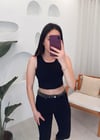 SİYAH  ZİNCİR DETAY CROP 