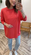TATLI KIRMIZI 34297 BASKILI SWEAT