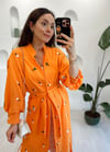 TURUNCU 10289 KİMONO ELBİSE 