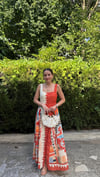 TURUNCU 8024 DESENLİ ELBİSE 