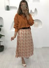 TURUNCU ETNİK DESEN PİLİSELİ ETEK