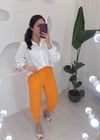TURUNCU KETEN PAÇA PİLİLİ PANTOLON