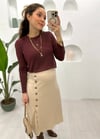 VANİLYA DÜĞMELİ YIRTMAÇLI ETEK