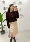 VANİLYA DÜĞMELİ YIRTMAÇLI ETEK