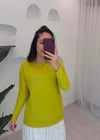 YAĞ YEŞİLİ BROŞLU İPEK PAMUK BLUZ