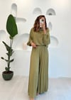 YAĞ YEŞİLİ PİLİSE PANTOLON TAKIM 