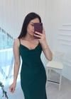 YEŞİL 8552 SATEN ELBİSE 