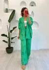 YEŞİL DESENLİ KİMONO PANTOLON TAKIM