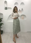 YEŞİL ETNİK DESEN PİLİSELİ ETEK