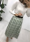 YEŞİL ETNİK DESEN PİLİSELİ ETEK