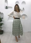 YEŞİL ETNİK DESEN PİLİSELİ ETEK